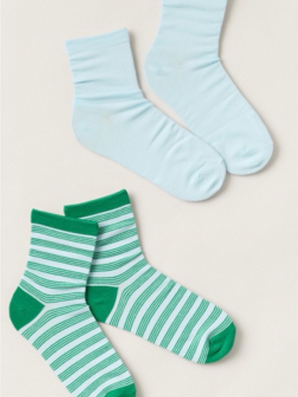 Anthropologie Emerald Green & Light Green Striped Sock Set
